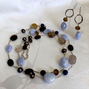 Gemstone necklace & earrings
